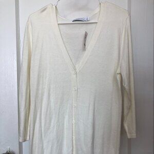 New York & Company White V Neck Cardigan
